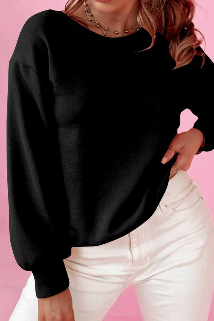 Bow Round Neck Long Sleeve Sweatshirt - The Rogue Daisy