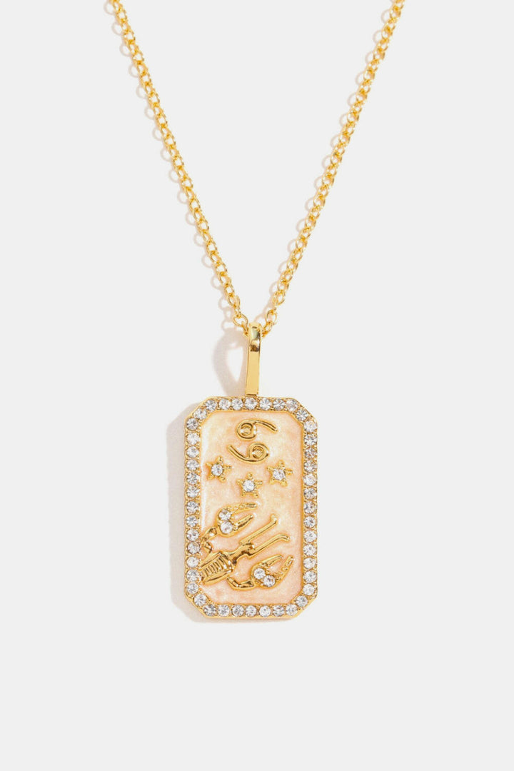 Zodiac Rhinestone Pendant Necklace.