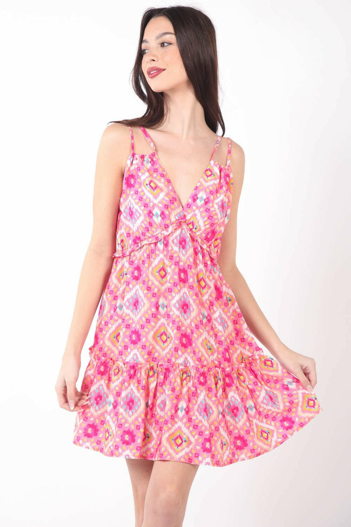 VERY J Floral Back Smocked Ruffled Mini Dress.