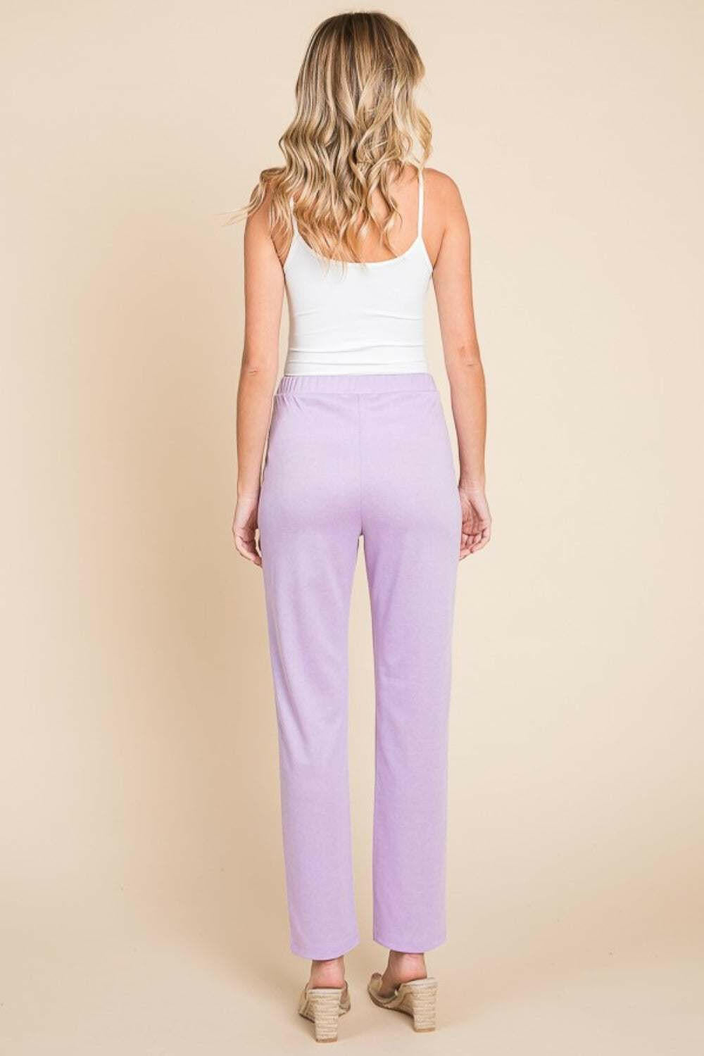 Pintuck Slim Pants in Lilac.