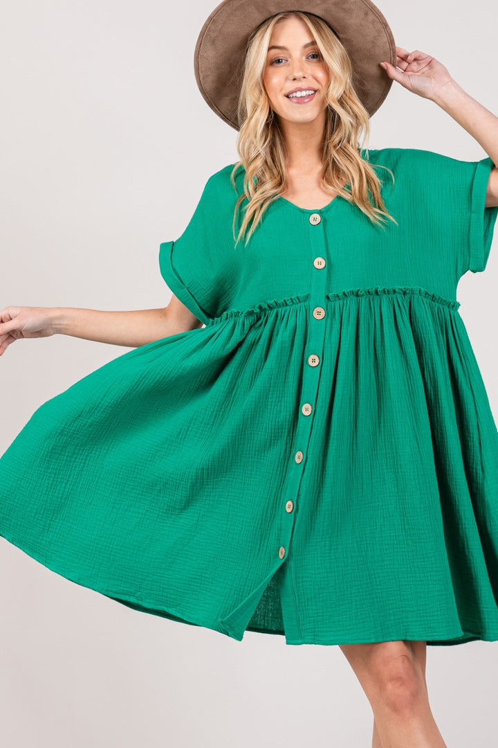 Emerald Breeze Babydoll Dress