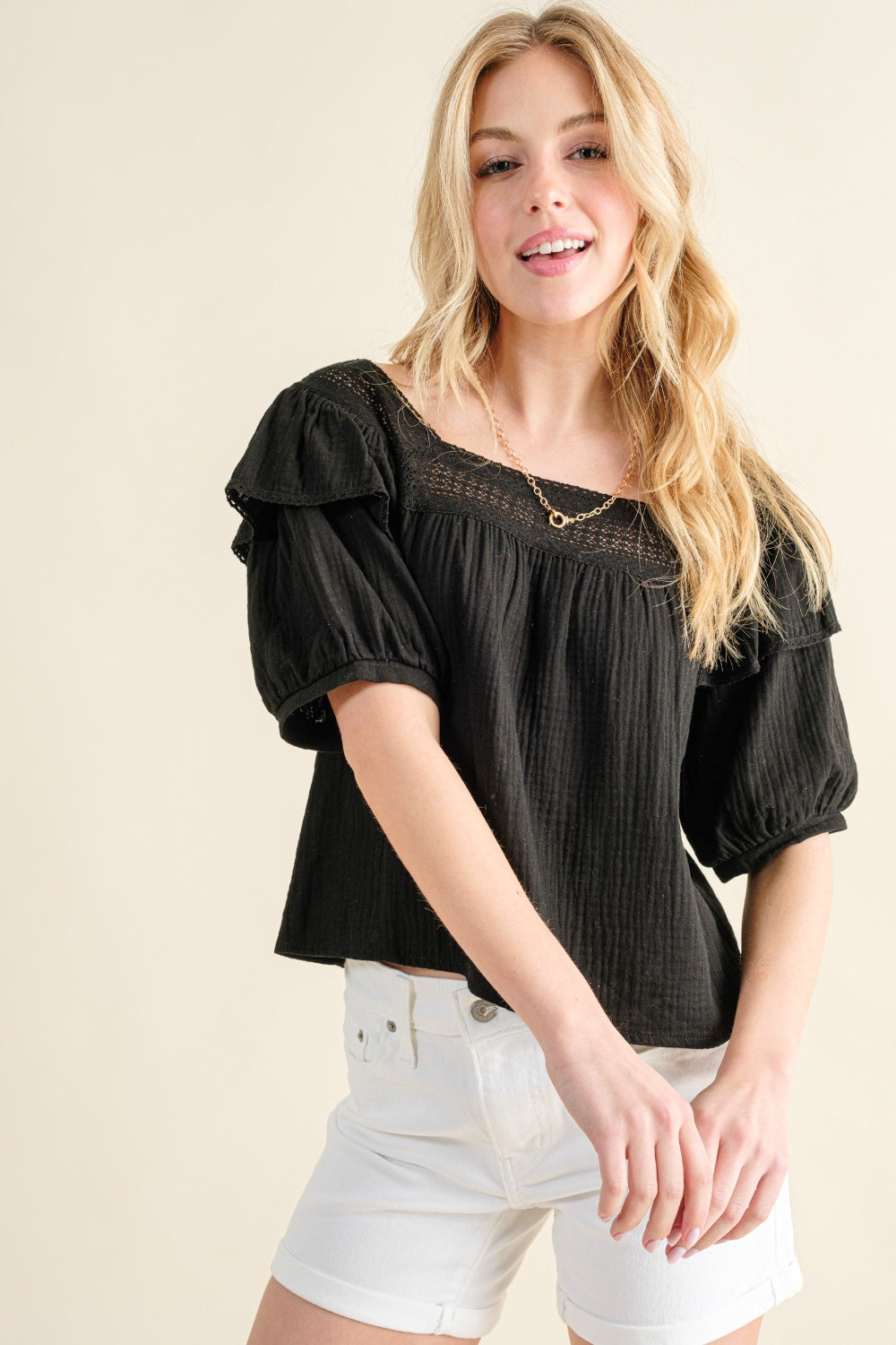 Square Neck Ruffled Blouse