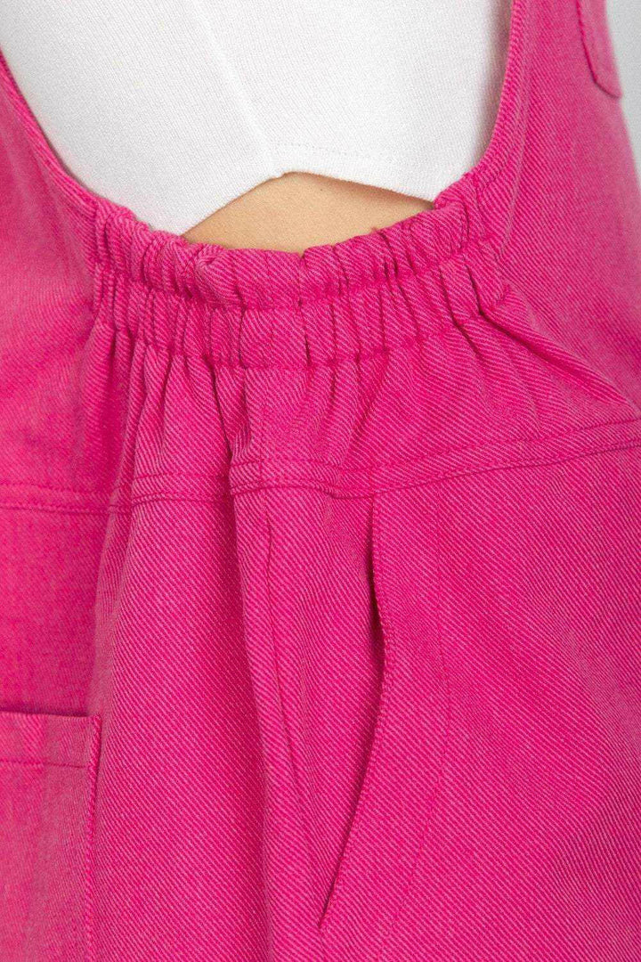 Fuchsia Sunny Stroll Overall Shorts - Very J