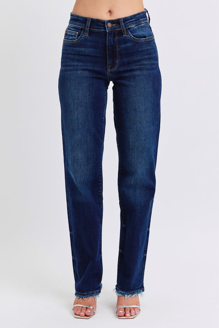 Judy Blue Raw Hem Straight Leg Jeans