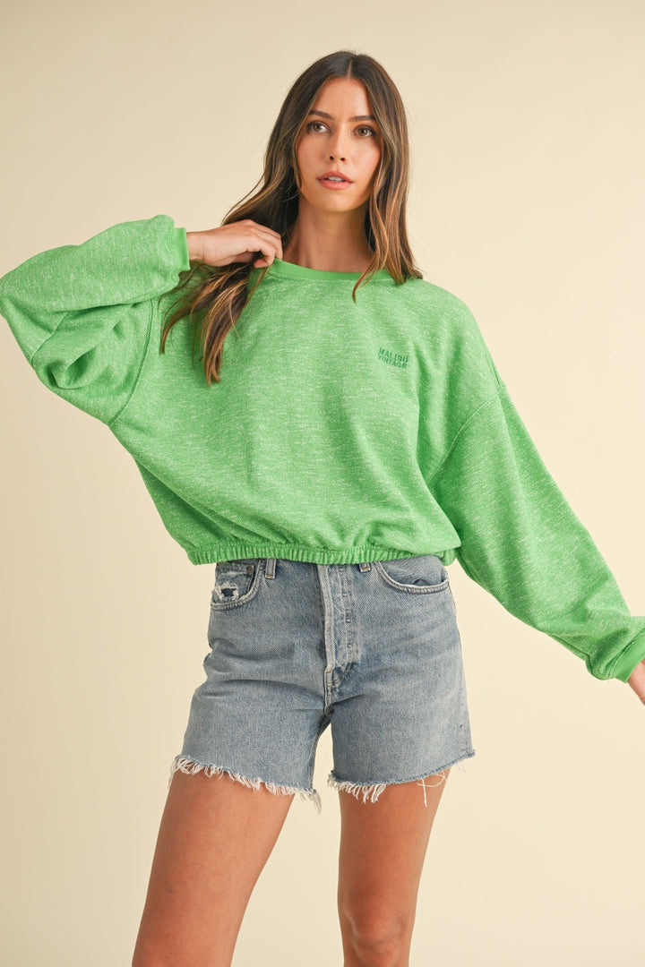 Embroidery Crop Sweatshirt