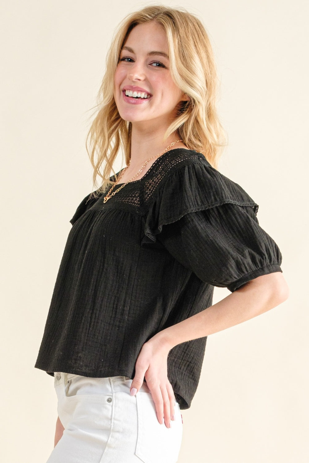 Square Neck Ruffled Blouse