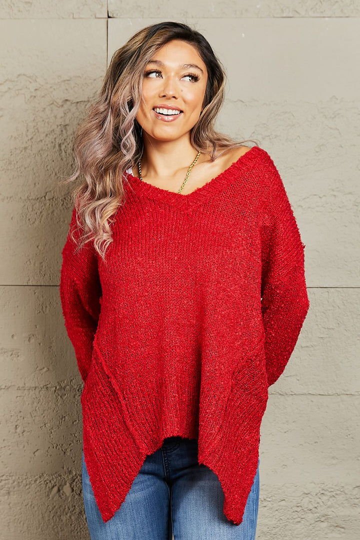 'By The Fire' Draped Knit Sweater