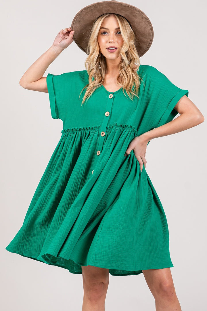 Emerald Breeze Babydoll Dress