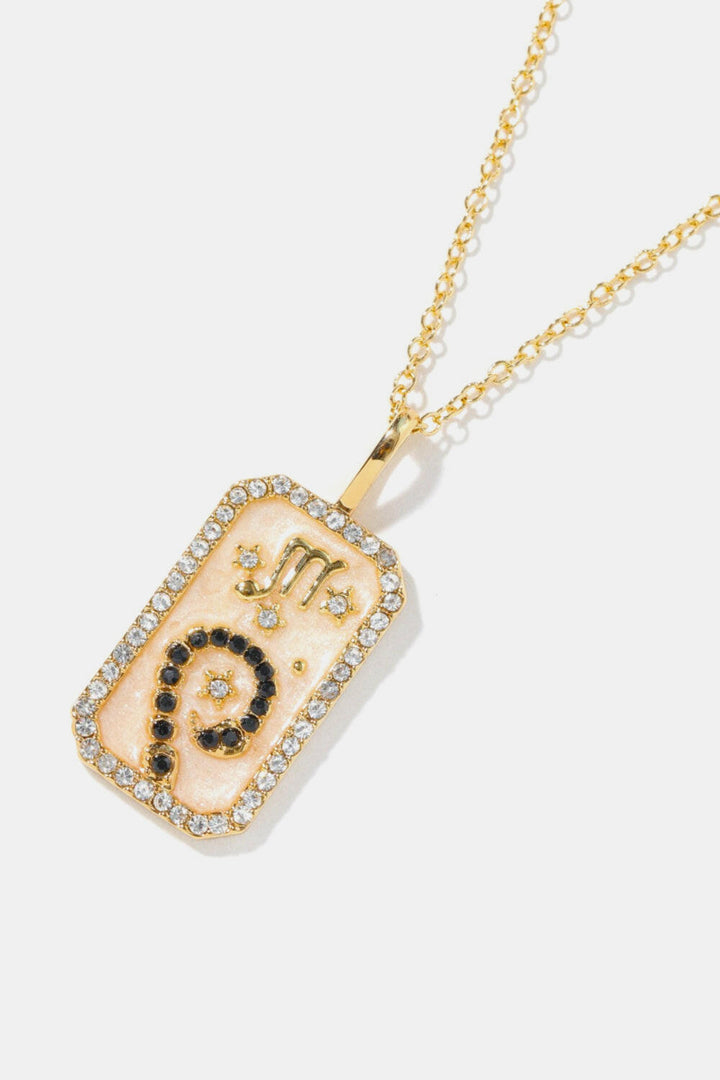 Zodiac Rhinestone Pendant Necklace.