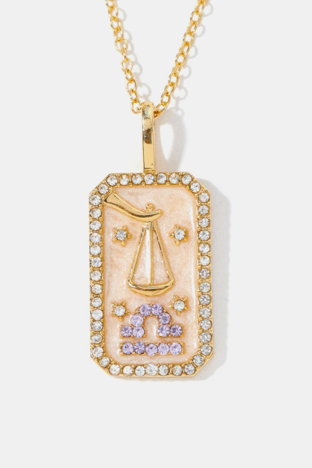 Zodiac Rhinestone Pendant Necklace.