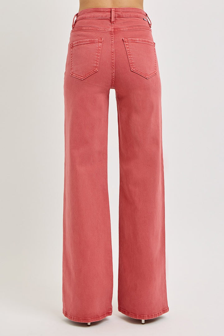 High Rise Wide Leg Jeans in Brick