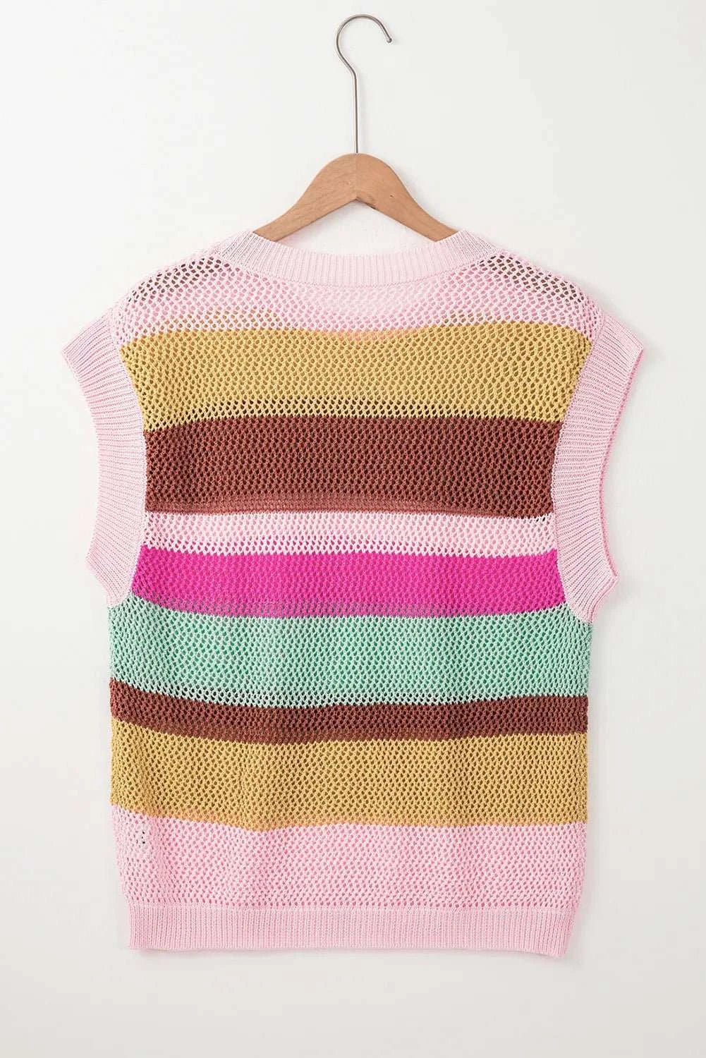 Color Block Round Neck Cap Sleeve Knit Top - The Rogue Daisy