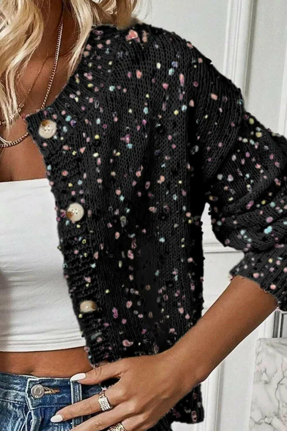 Confetti Button Up Long Sleeve Cardigan - The Rogue Daisy