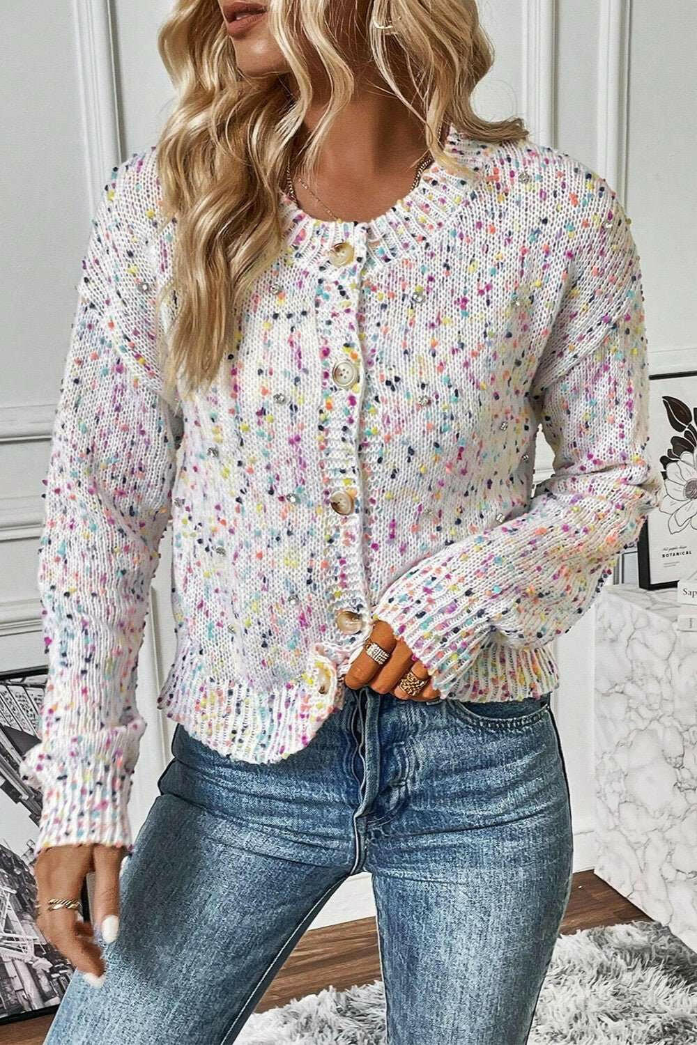 Confetti Button Up Long Sleeve Cardigan - The Rogue Daisy