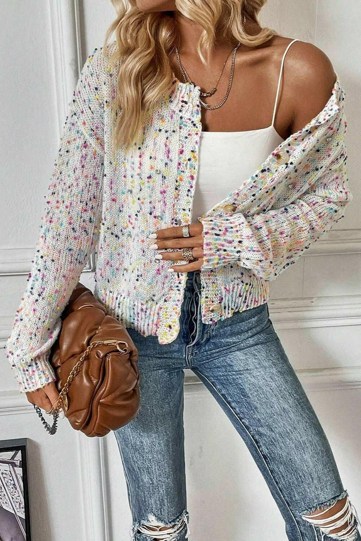 Confetti Button Up Long Sleeve Cardigan - The Rogue Daisy