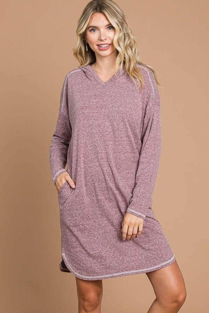 Culture Code Hooded Long Sleeve Sweater Dress - Full Size - The Rogue Daisy