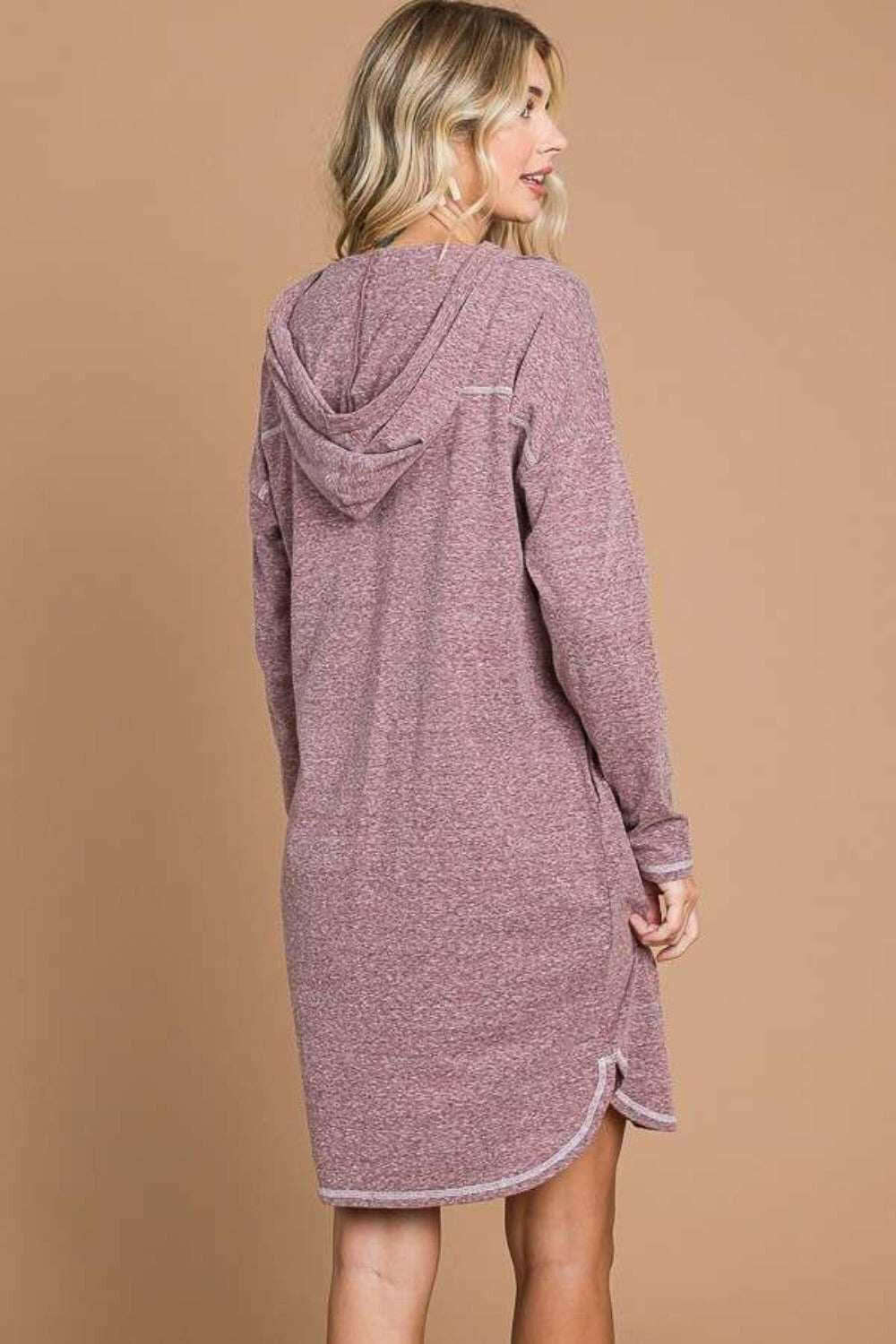 Culture Code Hooded Long Sleeve Sweater Dress - Full Size - The Rogue Daisy