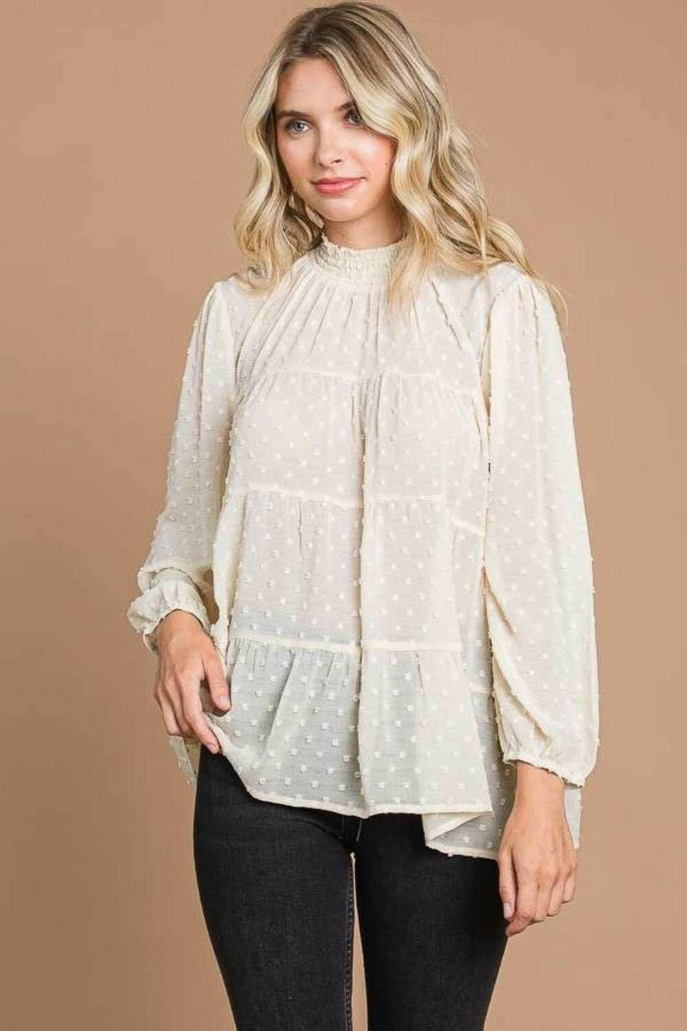 Culture Code Swiss Dot Smocked Top - Full Size - The Rogue Daisy