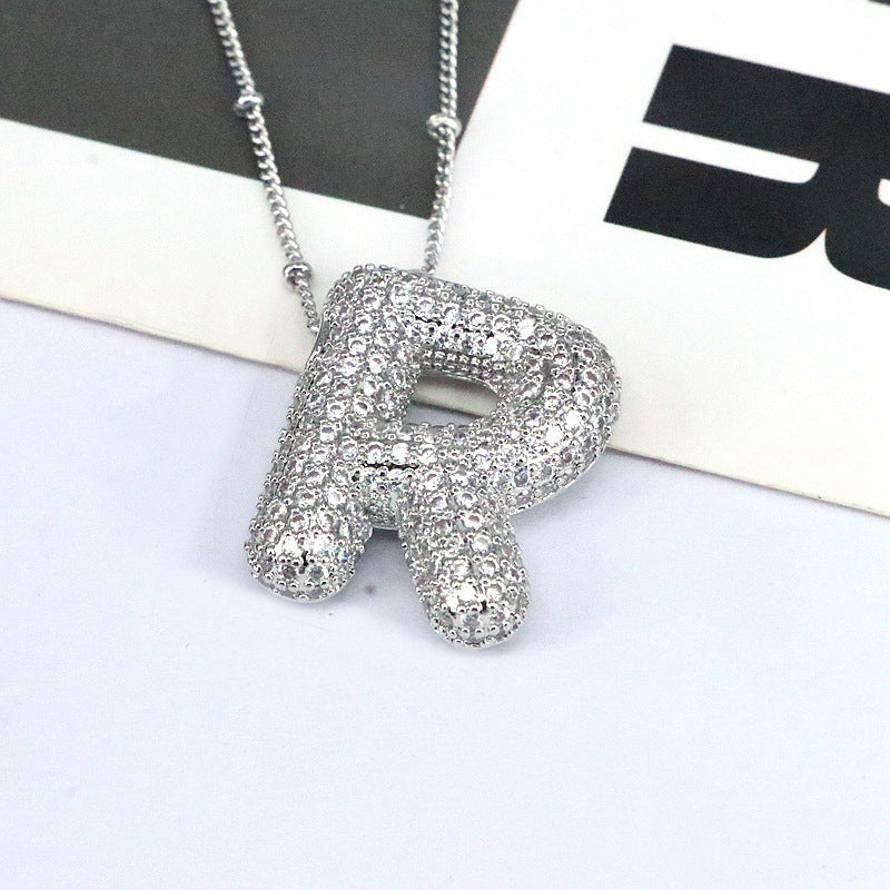 Sparkling Initial Bubble Necklace - M-Z