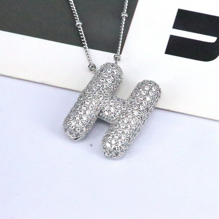 Sparkling Initial Bubble Necklace - A-L