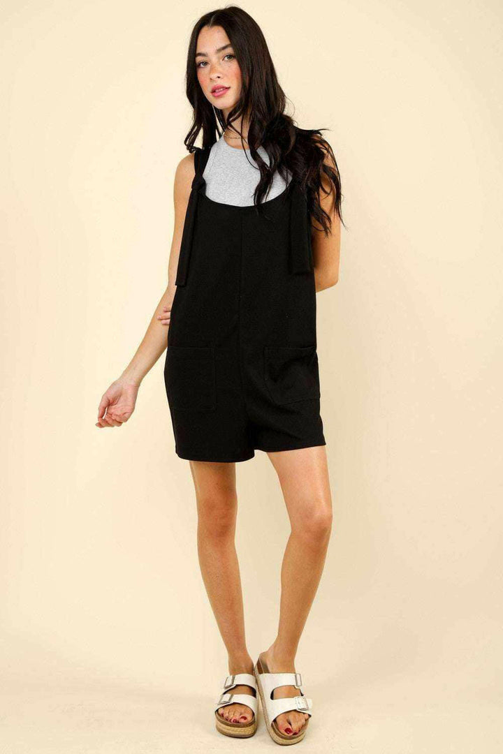 Tie Shoulder Front Pocket Romper