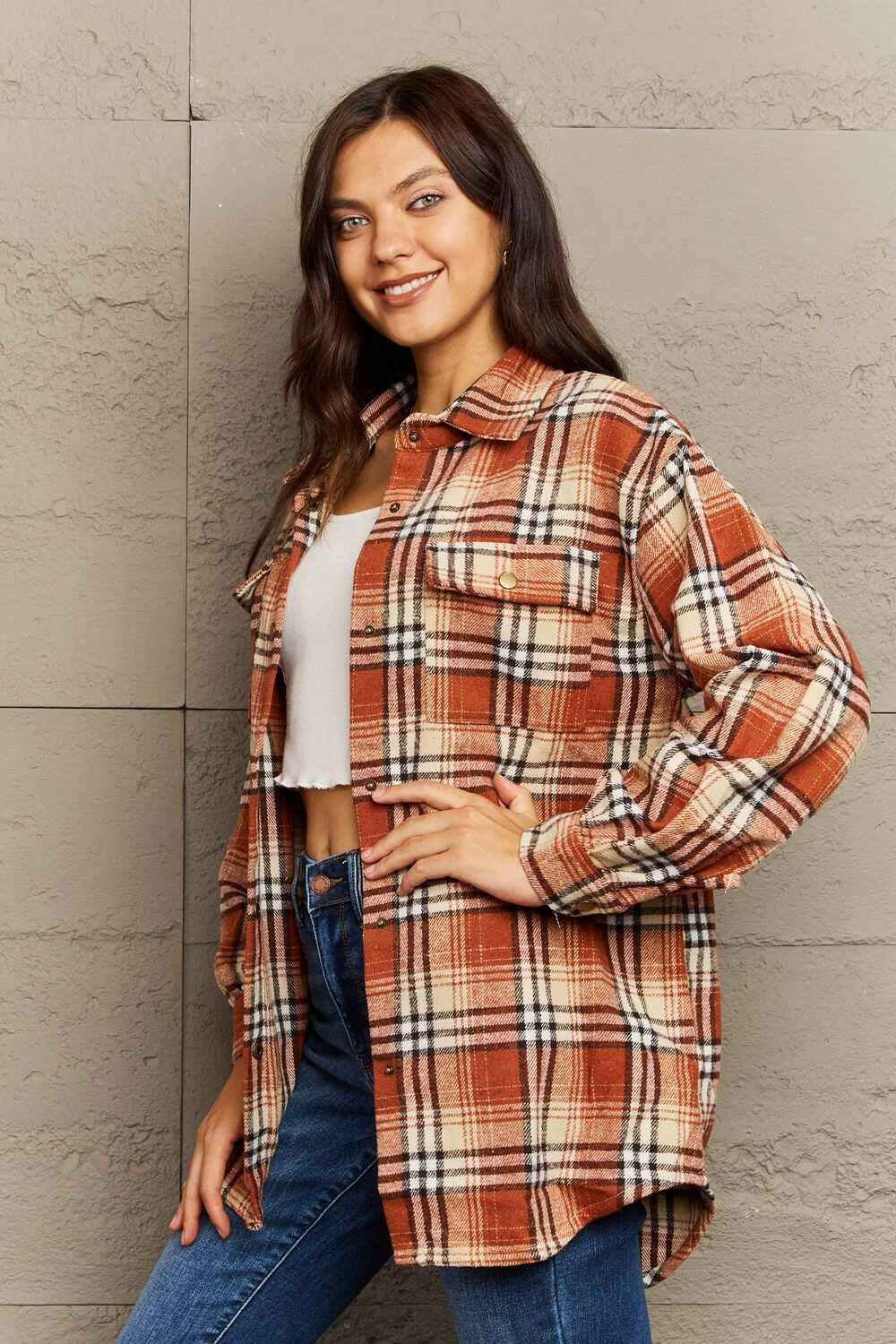 Plaid Long Sleeve Shacket.