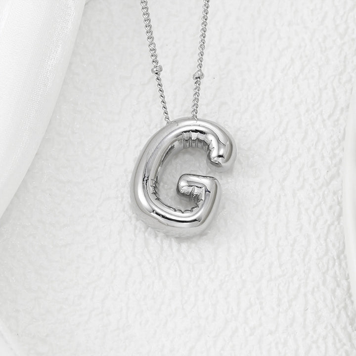 Bubble Letter Pendant Necklace A-L