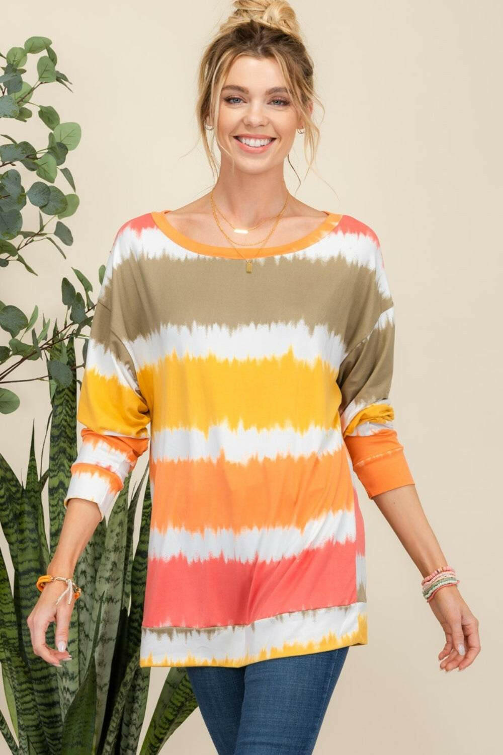 Striped Long Sleeve T-Shirt.