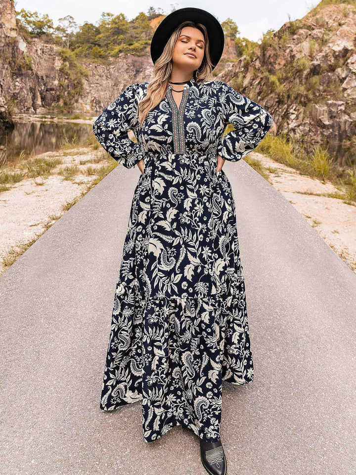 Western Whispers Long Sleeve Maxi Dress - Plus Size