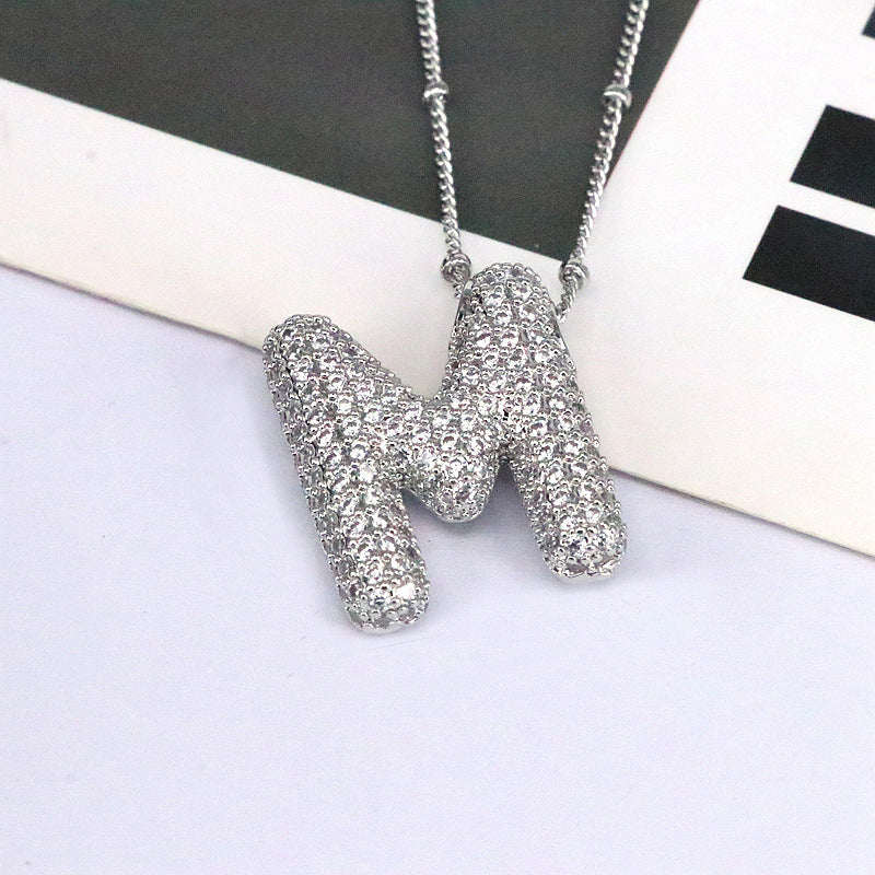 Sparkling Initial Bubble Necklace - M-Z