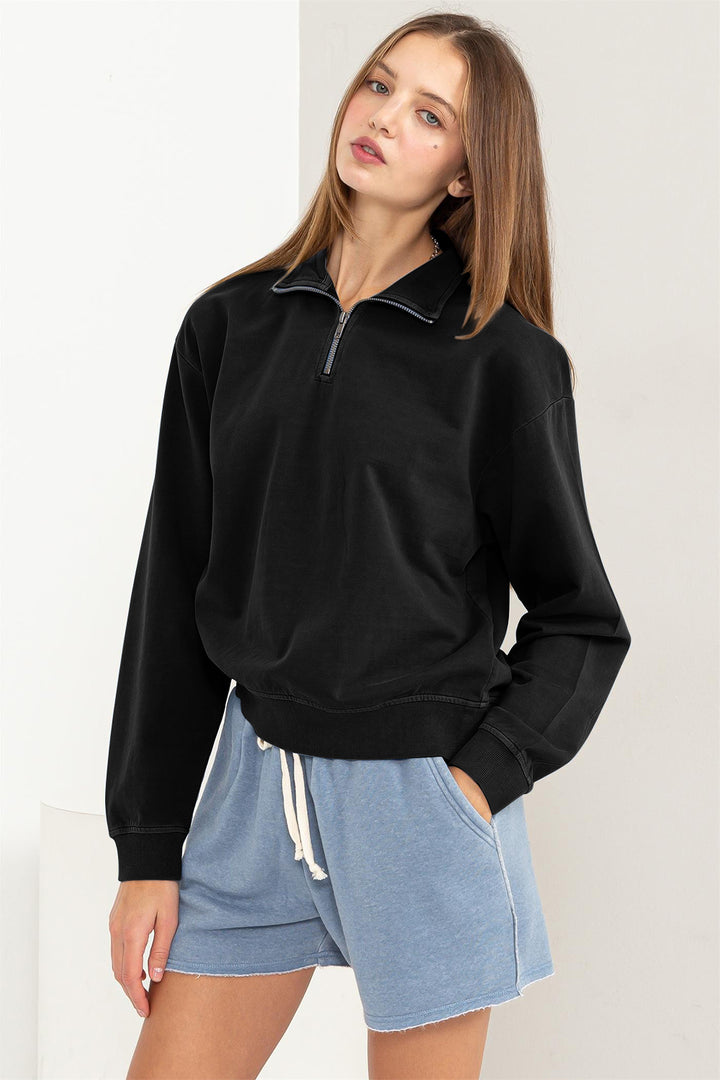 Half-Zip Drop Shoulder Sweatshirt