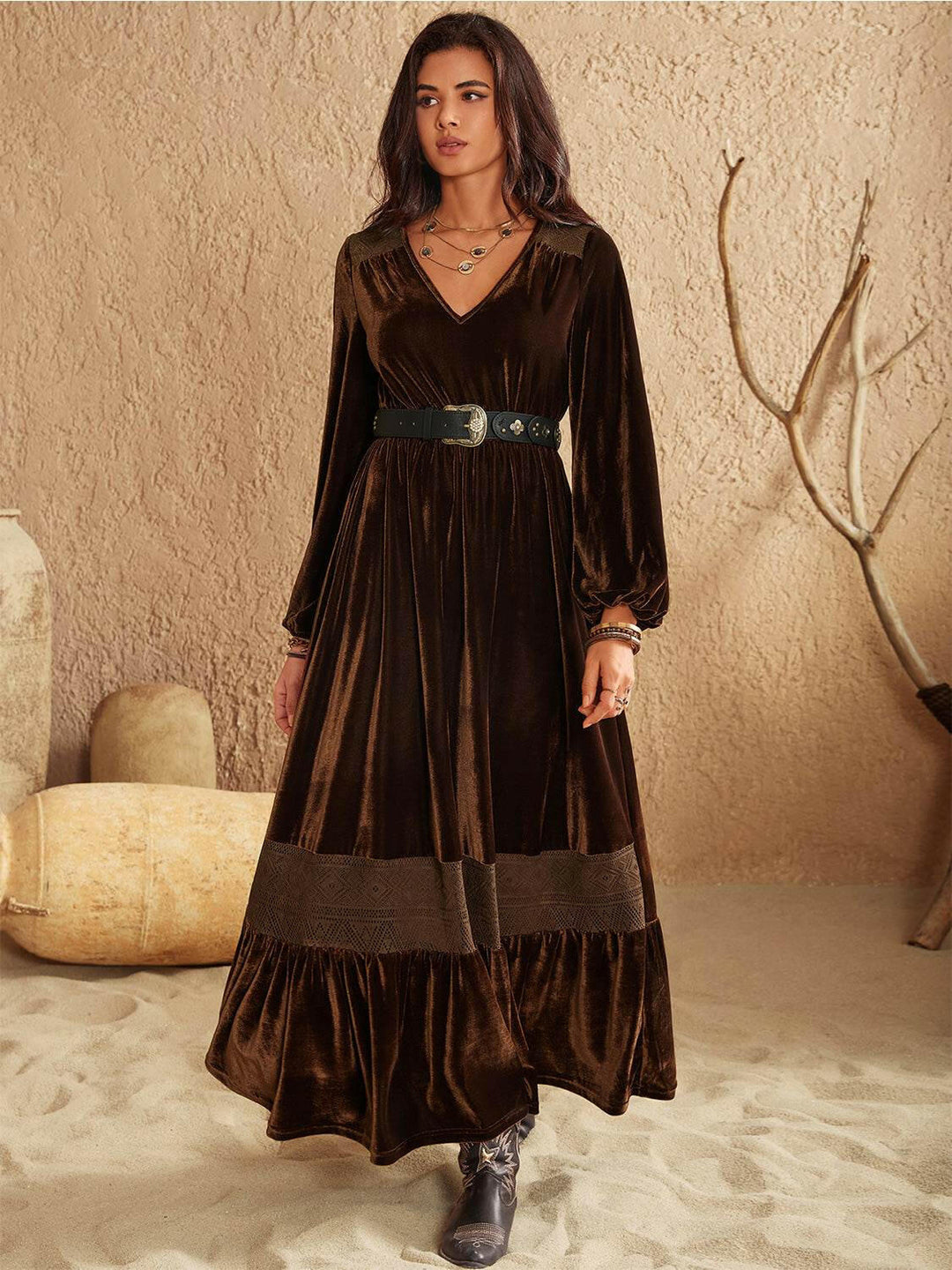 Desert Dream Velvet Maxi Dress - The Rogue Daisy