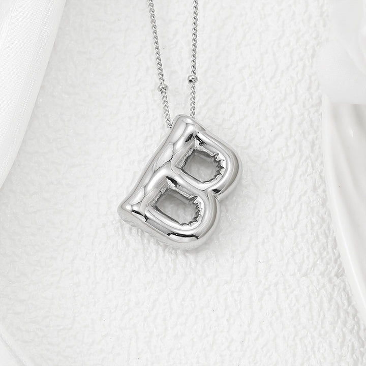 Bubble Letter Pendant Necklace A-L