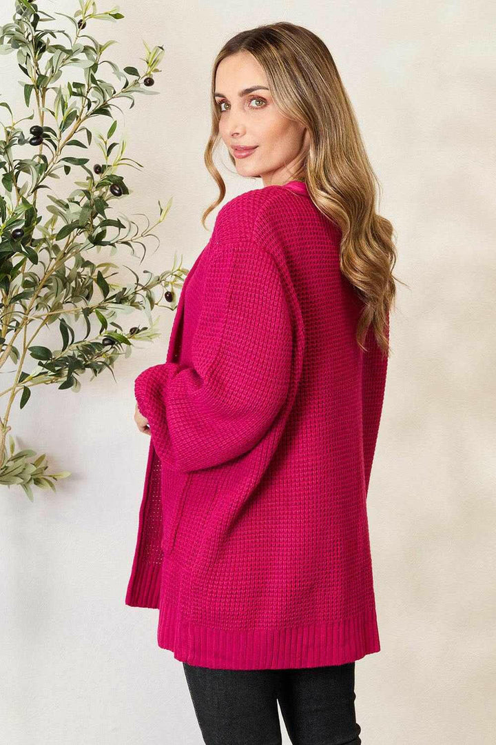 Waffle-Knit Cardigan in Magenta - The Rogue Daisy