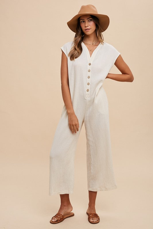 Cotton Wide-Leg Jumpsuit