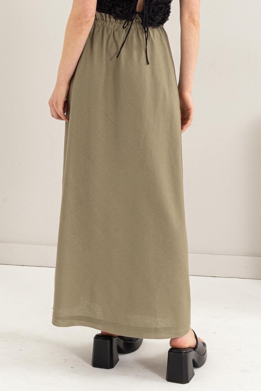 Linen Blend Maxi Skirt