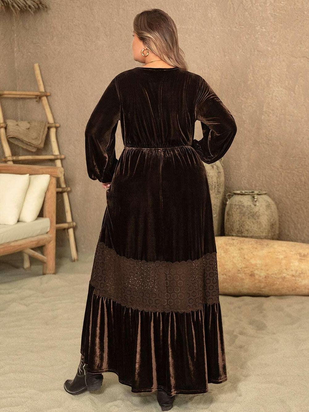 Chocolate Velvet Maxi Dress - Plus Size - The Rogue Daisy