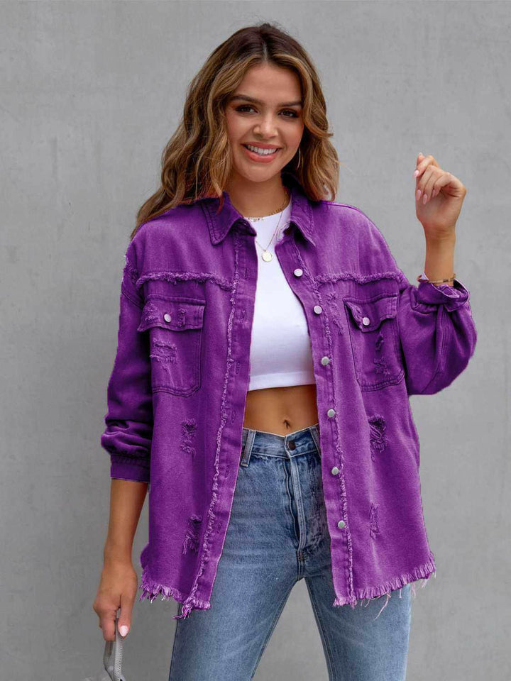 Distressed Drop Shoulder Denim Jacket - The Rogue Daisy