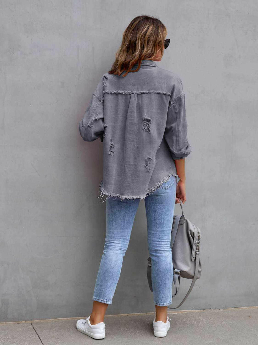 Distressed Drop Shoulder Denim Jacket - The Rogue Daisy