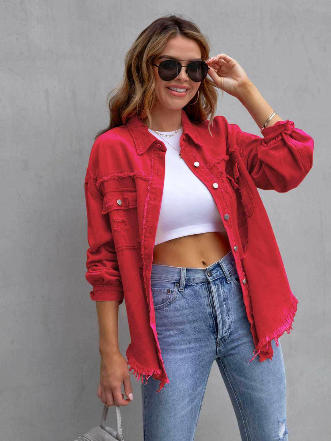 Distressed Drop Shoulder Denim Jacket - The Rogue Daisy