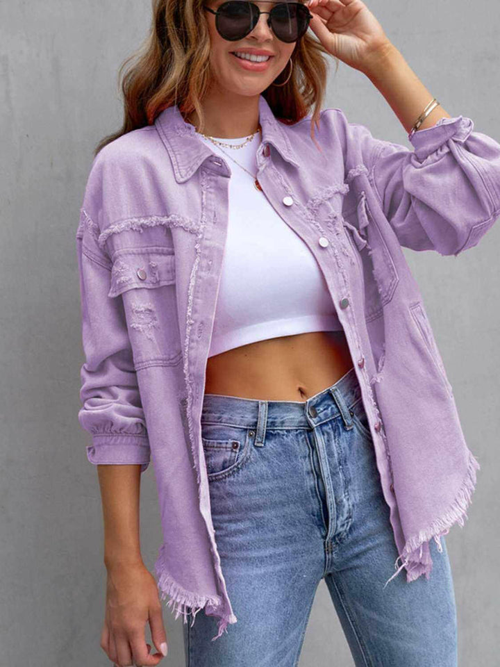 Distressed Drop Shoulder Denim Jacket - The Rogue Daisy