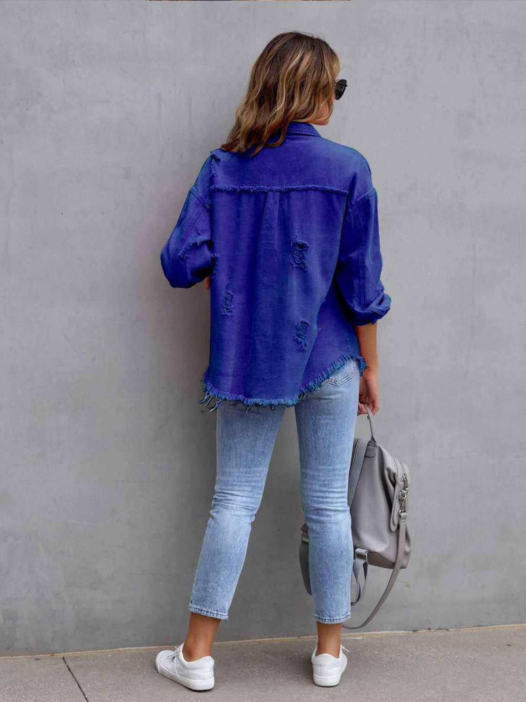 Distressed Drop Shoulder Denim Jacket - The Rogue Daisy