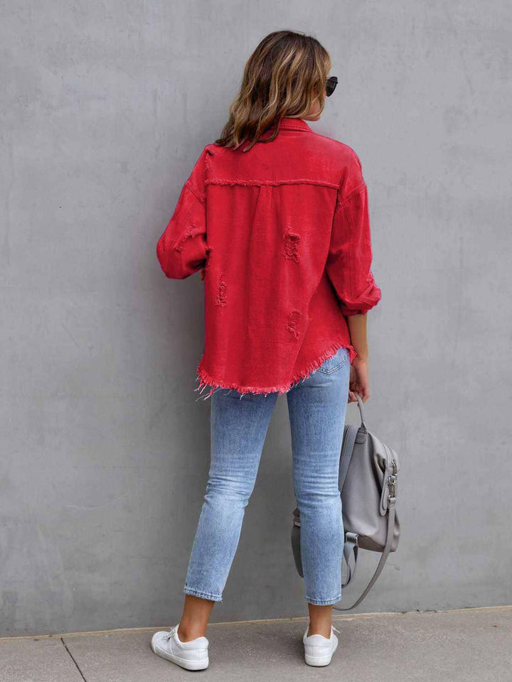 Distressed Drop Shoulder Denim Jacket - The Rogue Daisy