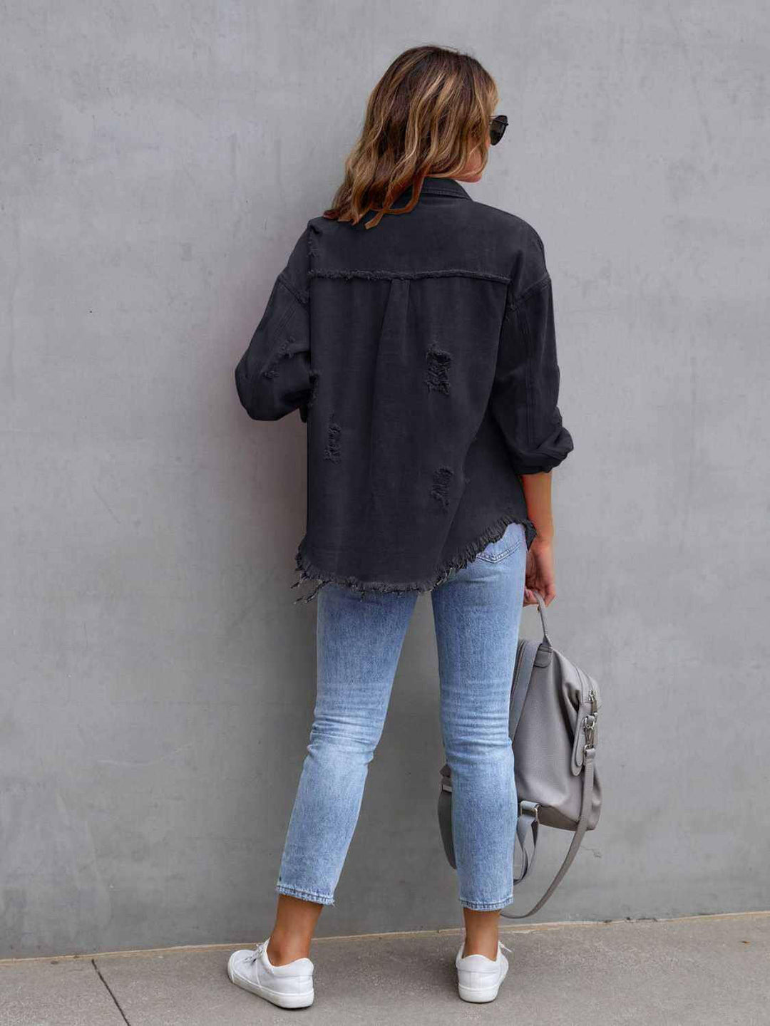 Distressed Drop Shoulder Denim Jacket - The Rogue Daisy