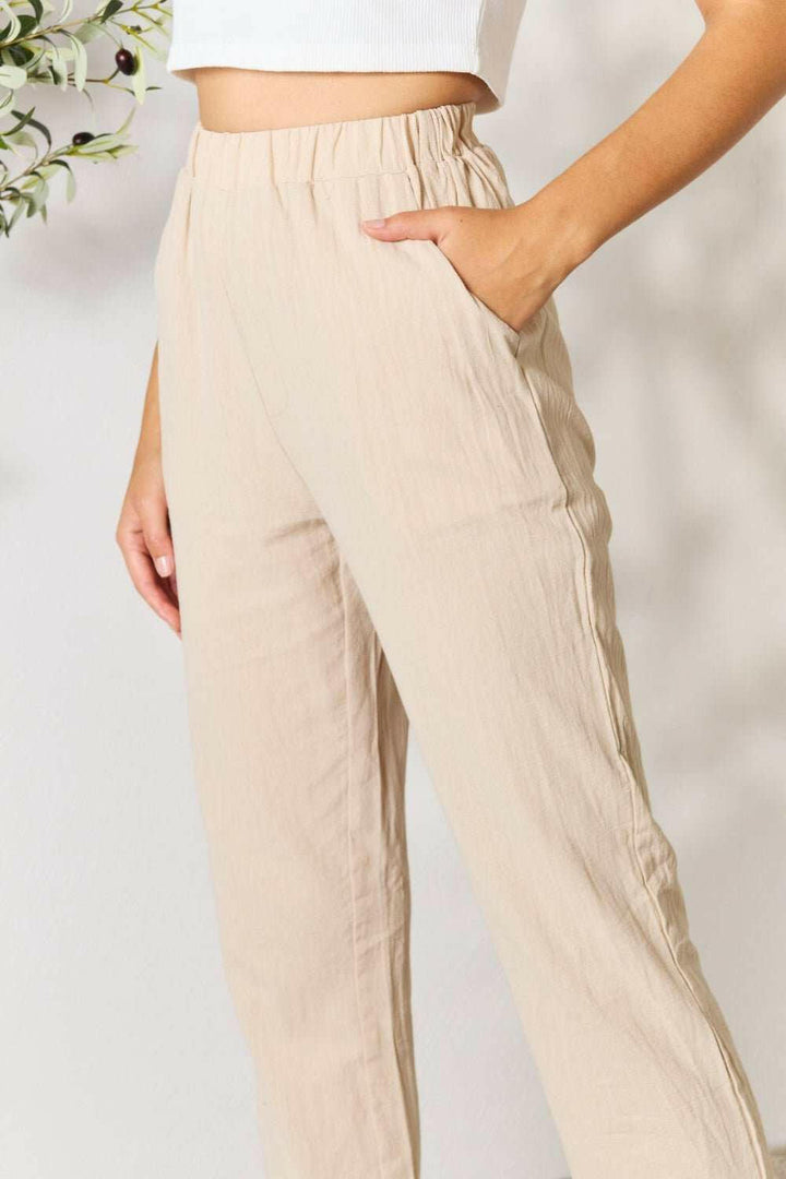 Double Take Soft Khaki Cropped Pants - The Rogue Daisy