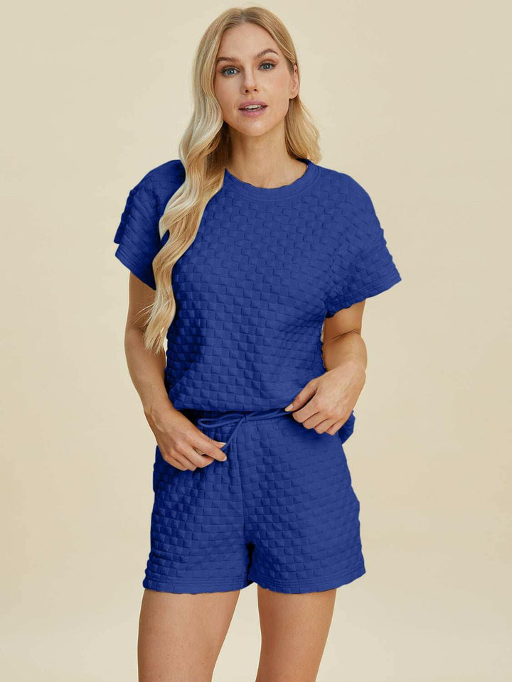 Textured T-Shirt and Shorts Set - Full Size - The Rogue Daisy