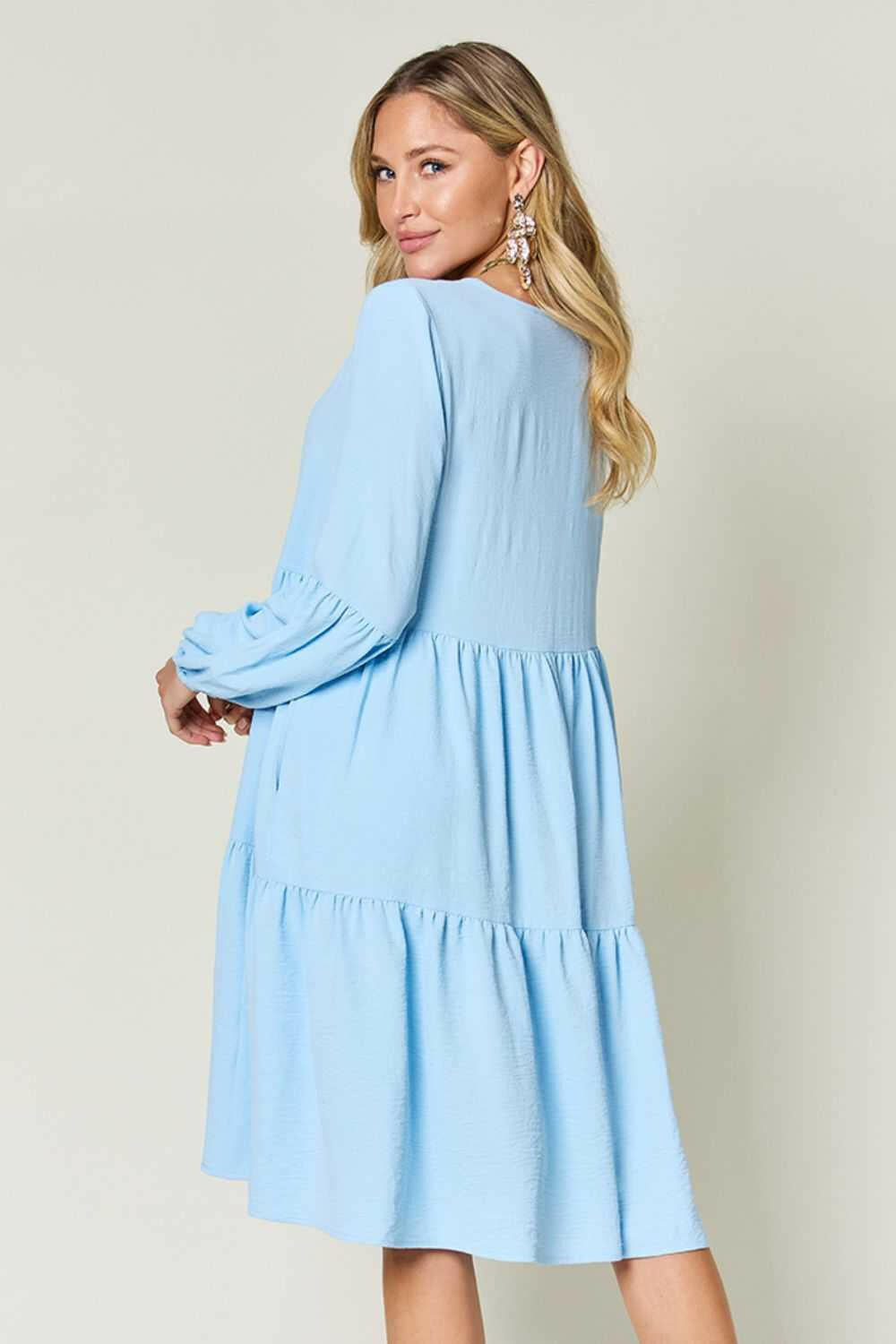 Double Take Tiered Dress with Pockets - Full Size - The Rogue Daisy