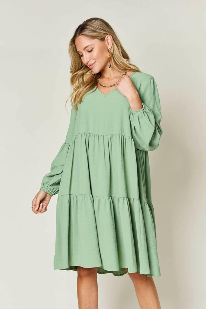 Double Take Tiered Dress with Pockets - Full Size - The Rogue Daisy