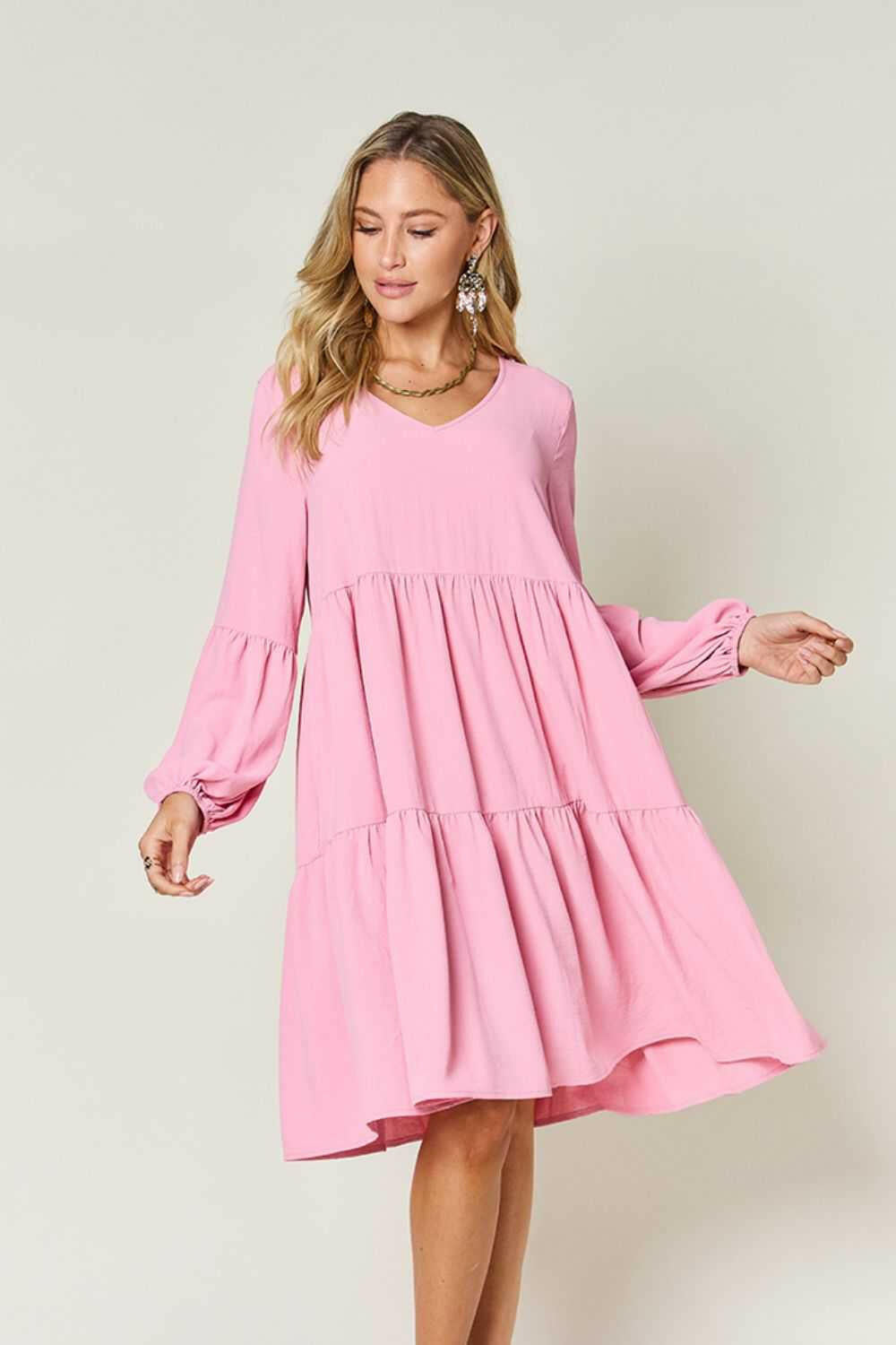 Double Take Tiered Dress with Pockets - Full Size - The Rogue Daisy