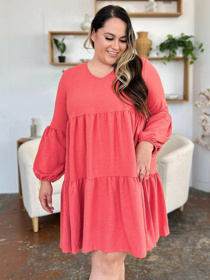 Double Take Tiered Dress with Pockets - Full Size - The Rogue Daisy